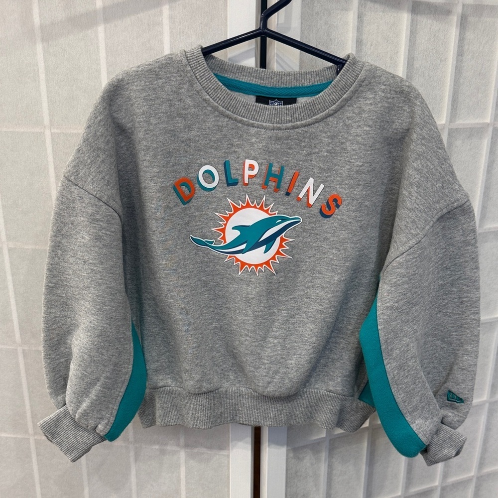 Youth Gray Miami Dolphins Sweatshirt with Teal Accents Size 7/8